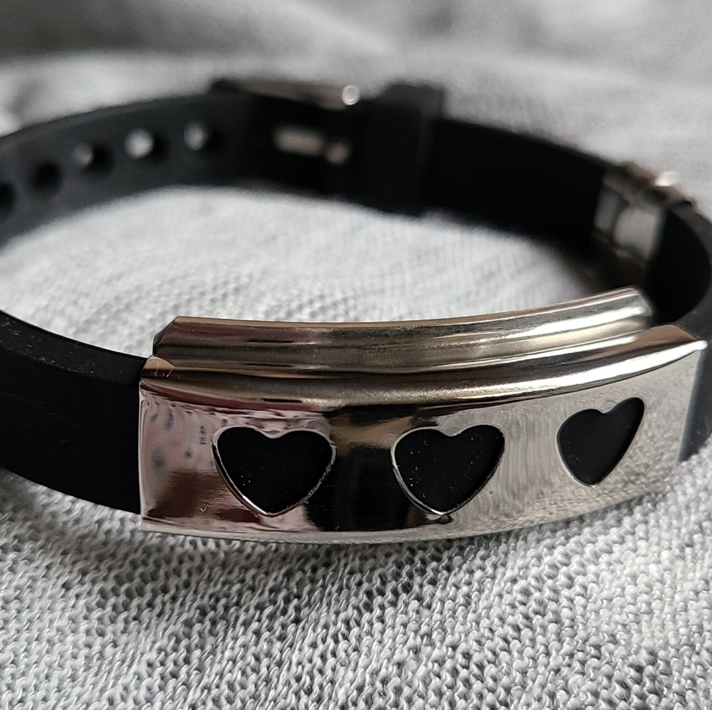 Black Silicone & Stainless Steel Bracelet